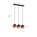 Midway hanging light in black/copper 3-bulb long