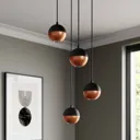 Midway pendant light in black/copper 4-bulb round