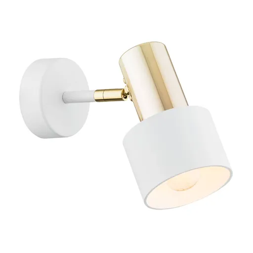 Destin wall spotlight, one-bulb, white/brass