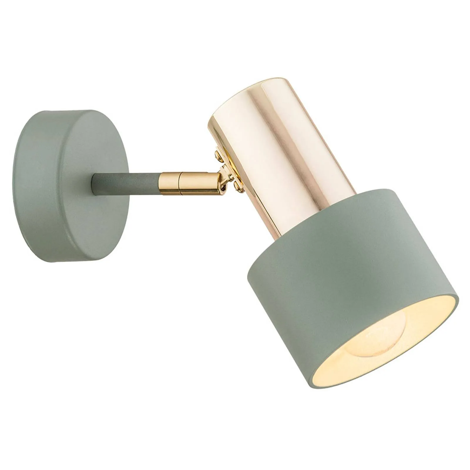 Destin wall spotlight, one-bulb green/brass