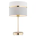 Long fabric table lamp white/grey/brass