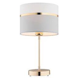 Long fabric table lamp white/grey/brass