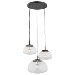 Turku pendant lamp three-bulb round clear/black