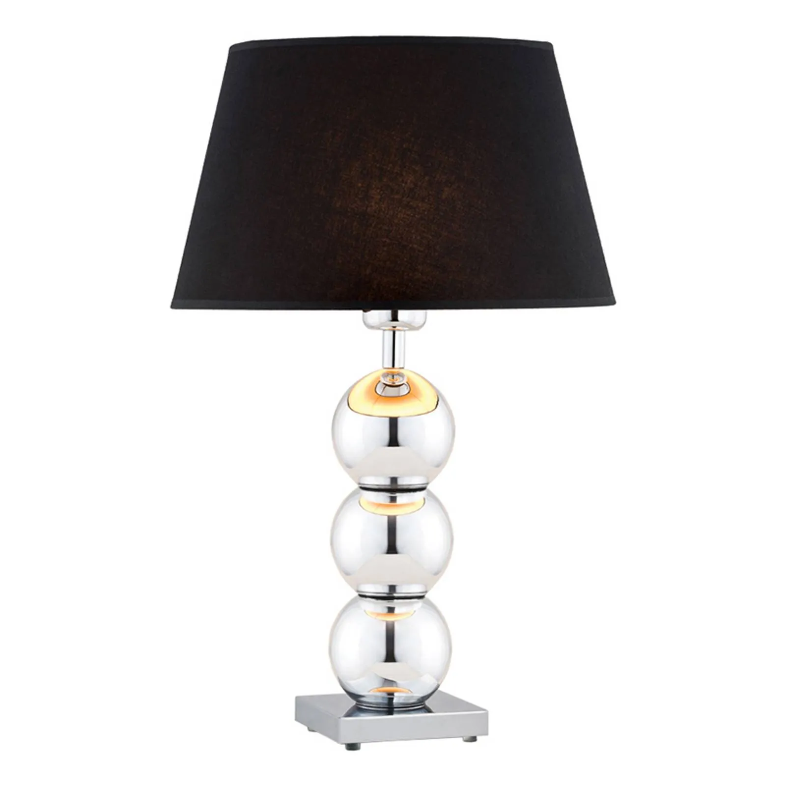 Fulda table lamp, black lampshade, chrome base