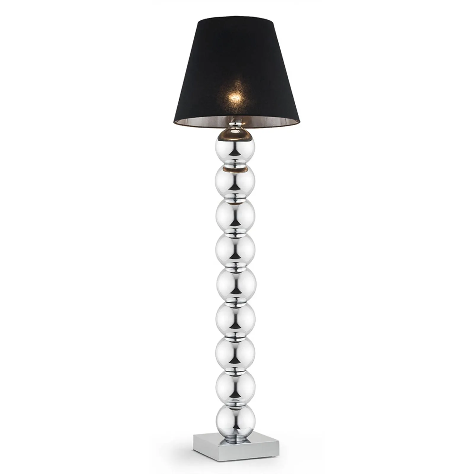 Fulda floor lamp, black lampshade, chrome base
