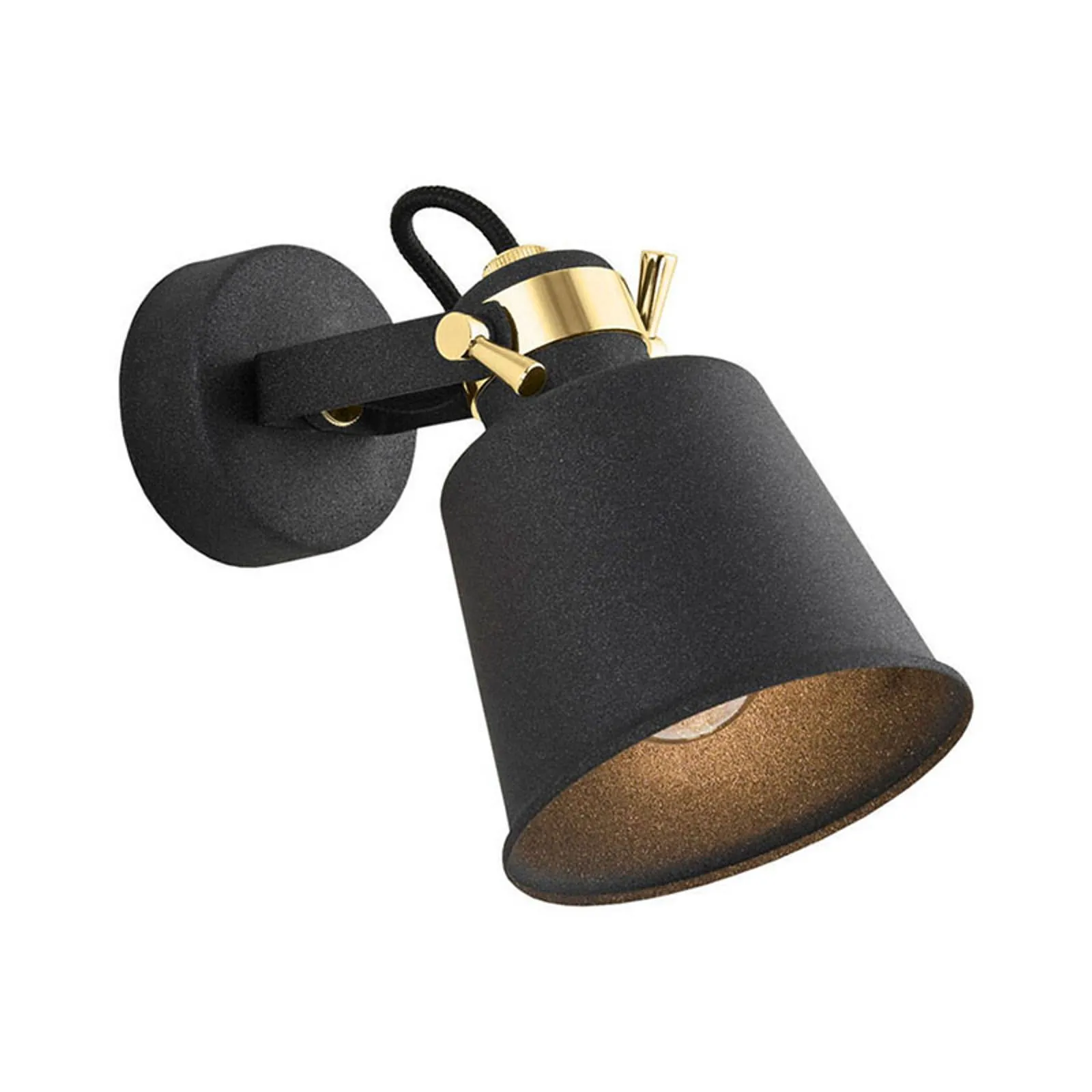 Kerava wall spotlight, one-bulb, black/brass