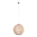 Paz hanging light, wooden slats, globe, Ø 42 cm