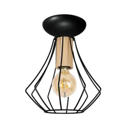 Will ceiling light, light wood, black cage