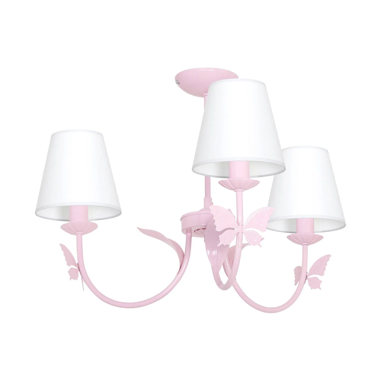 Alice chandelier magenta 3 white fabric lampshades