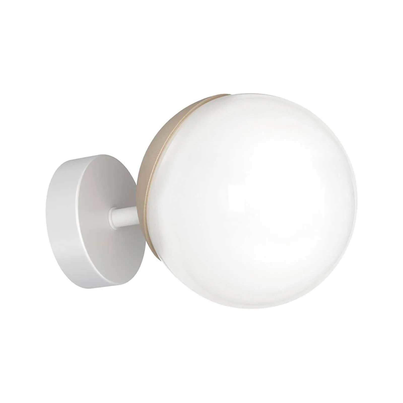 Sfera wall light 1-bulb glass/white/wood