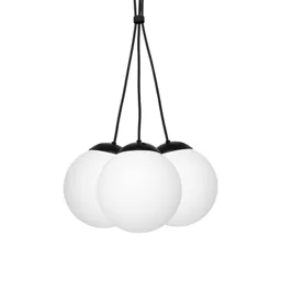 Lima hanging lamp opal glass, black, 3-bulb bundle