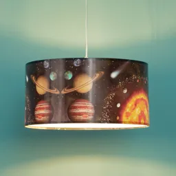 Space hanging light with an outer space print