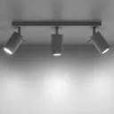 Round ceiling spotlight, white, 3-bulb, linear
