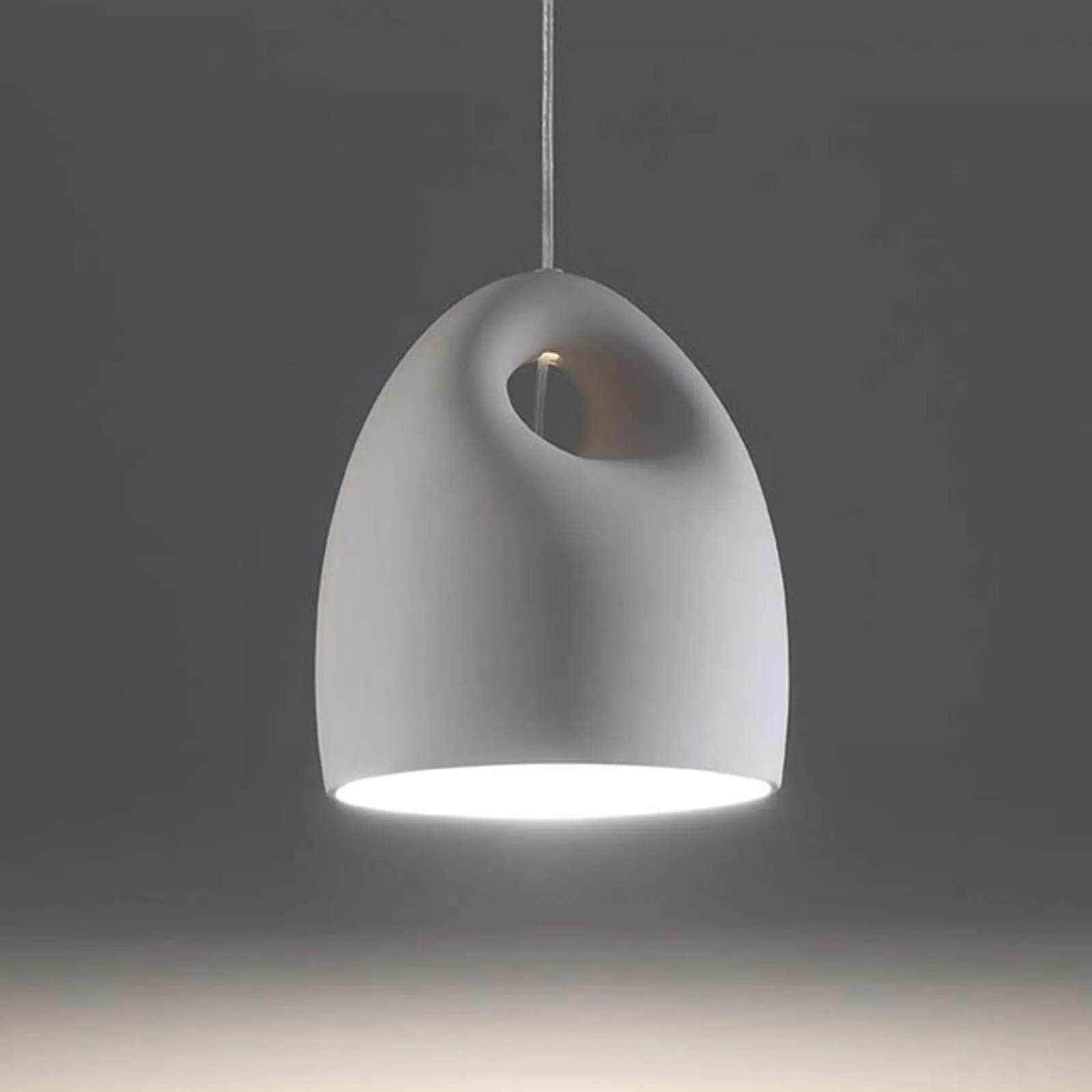 Kano hanging light, white ceramic lampshade