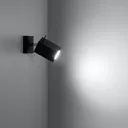 Square wall spotlight, black, one-bulb