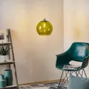 Colour hanging light, green glass lampshade