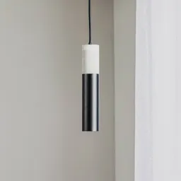Tube hanging light, concrete, black, one-bulb