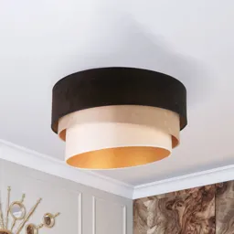 Devon ceiling light, black/beige/ecru/gold Ø 45 cm