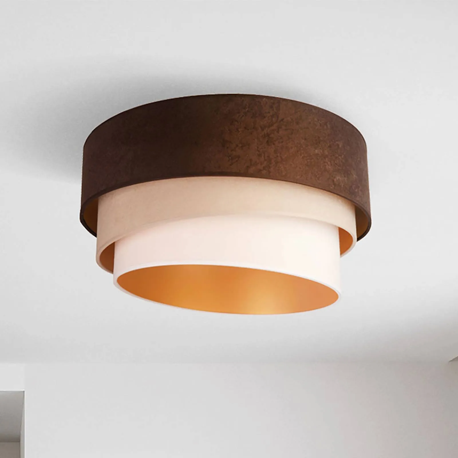 Devon ceiling light, brown/beige/ecru/gold Ø 45 cm