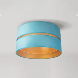 Duo ceiling light, fabric, turquoise/gold Ø40cm