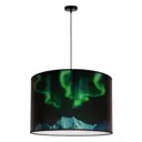 Print L hanging light with mountains, green aurora