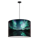 Print L hanging light with ship and auroras