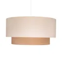 Boho hanging light, double lampshade, ecru/brown