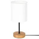 Corralee table lamp, wood, white fabric lampshade
