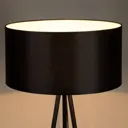 Corralee tripod floor lamp, black fabric lampshade