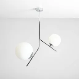 Lunio hanging lamp, two-bulb, chrome