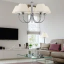 London chandelier, chrome/cream, five-bulb
