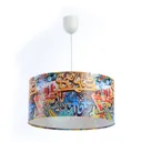 Graffiti hanging light with colourful photo print