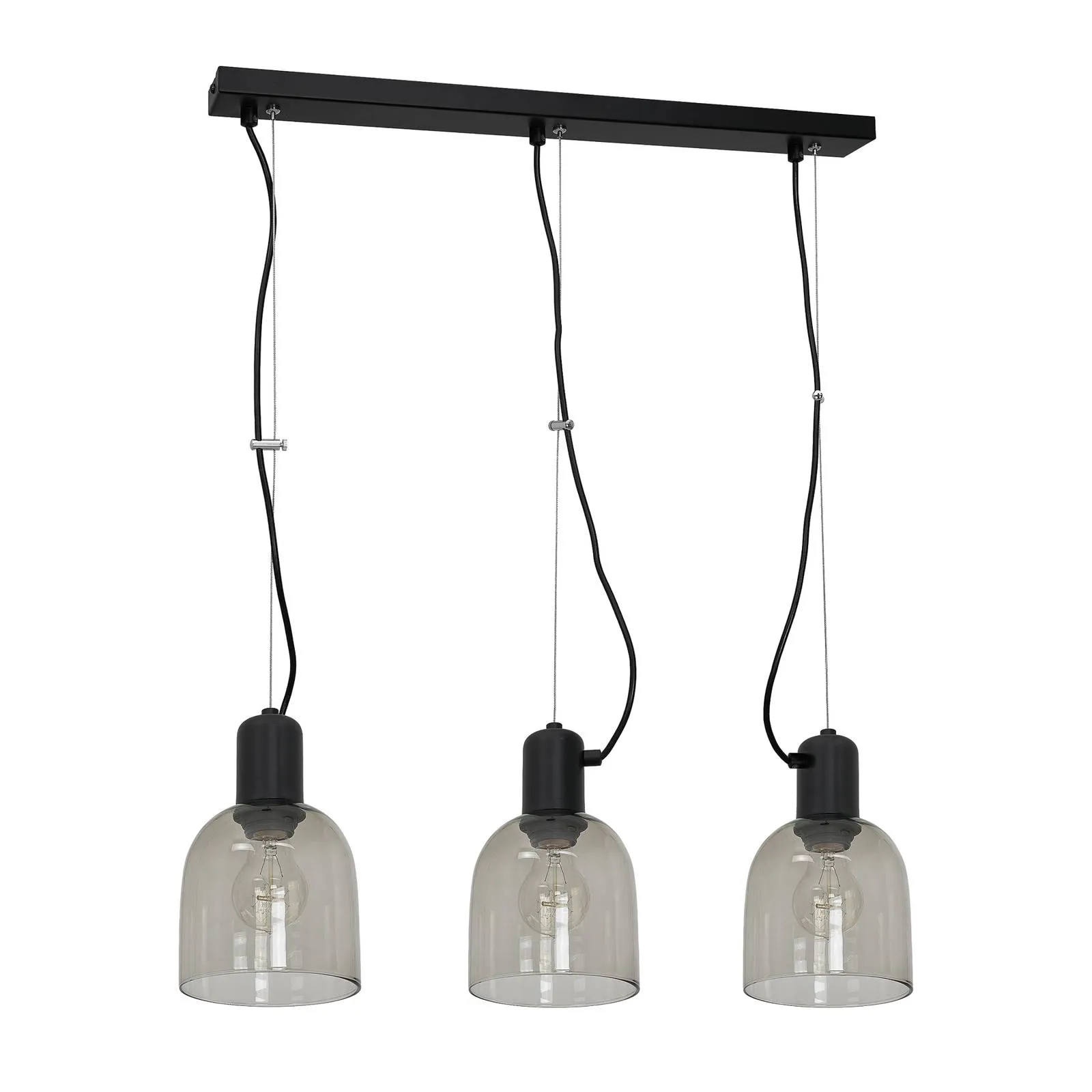 Cona pendant lamp, 3 tinted lampshades, linear