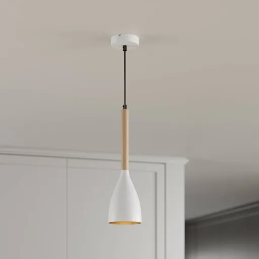 Muza hanging light, one-bulb, white/gold