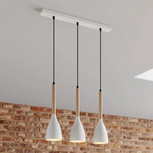 Muza hanging light, three-bulb, white/gold
