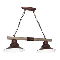 West hanging light, copper lampshades, two-bulb