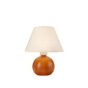 Gill table lamp, rustic wood/white lampshade