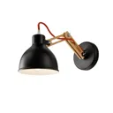 Skansen wall lamp, adjustable wooden arm, black