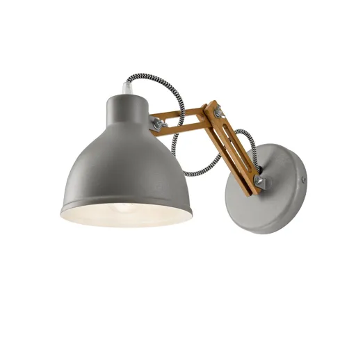 Skansen wall lamp, adjustable wooden arm, grey