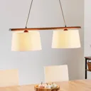 Sweden hanging light, two-bulb, rustic oak