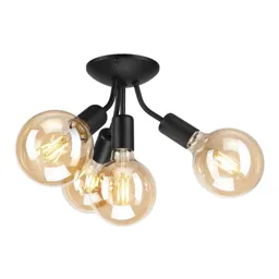 Go socket ceiling lamp, four-bulb, black