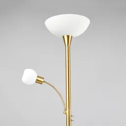 LED uplighter Elaina in brass with reading light