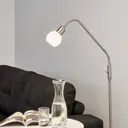 Small LED floor lamp Elaina, nickel matte