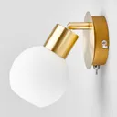 Single bulb LED wall light Elaina, brass