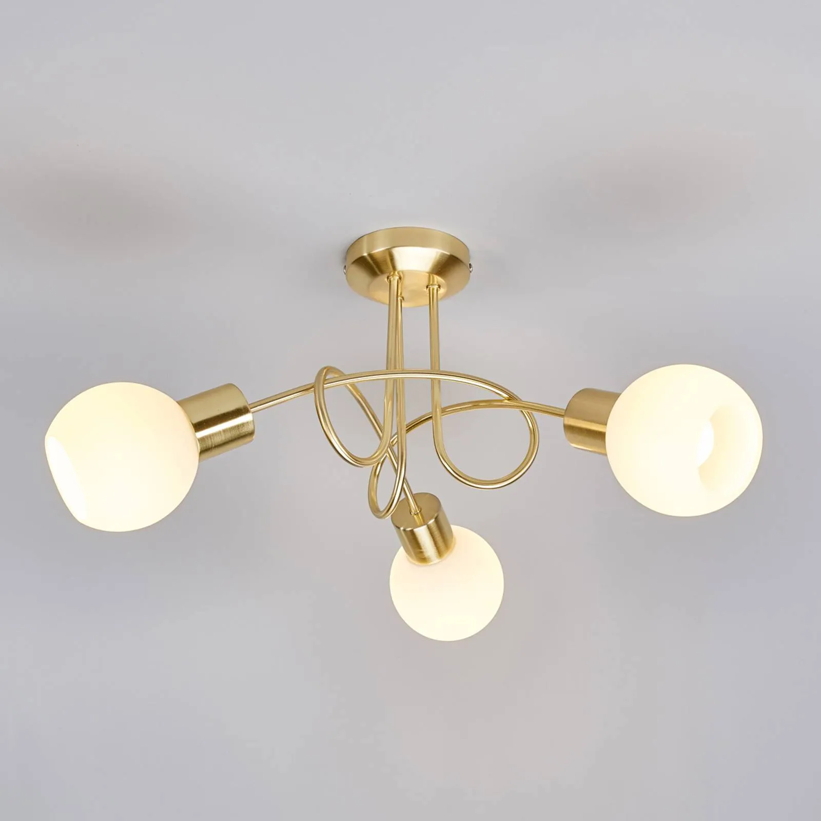 Brass coloured LED ceiling light Elaina, 3-bulb