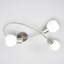 LED ceiling light Elaina, 3-bulb nickel matte