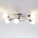 LED ceiling light Elaina, 5-bulb nickel matte