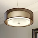 Pikka brown fabric pendant light with E27 LEDs