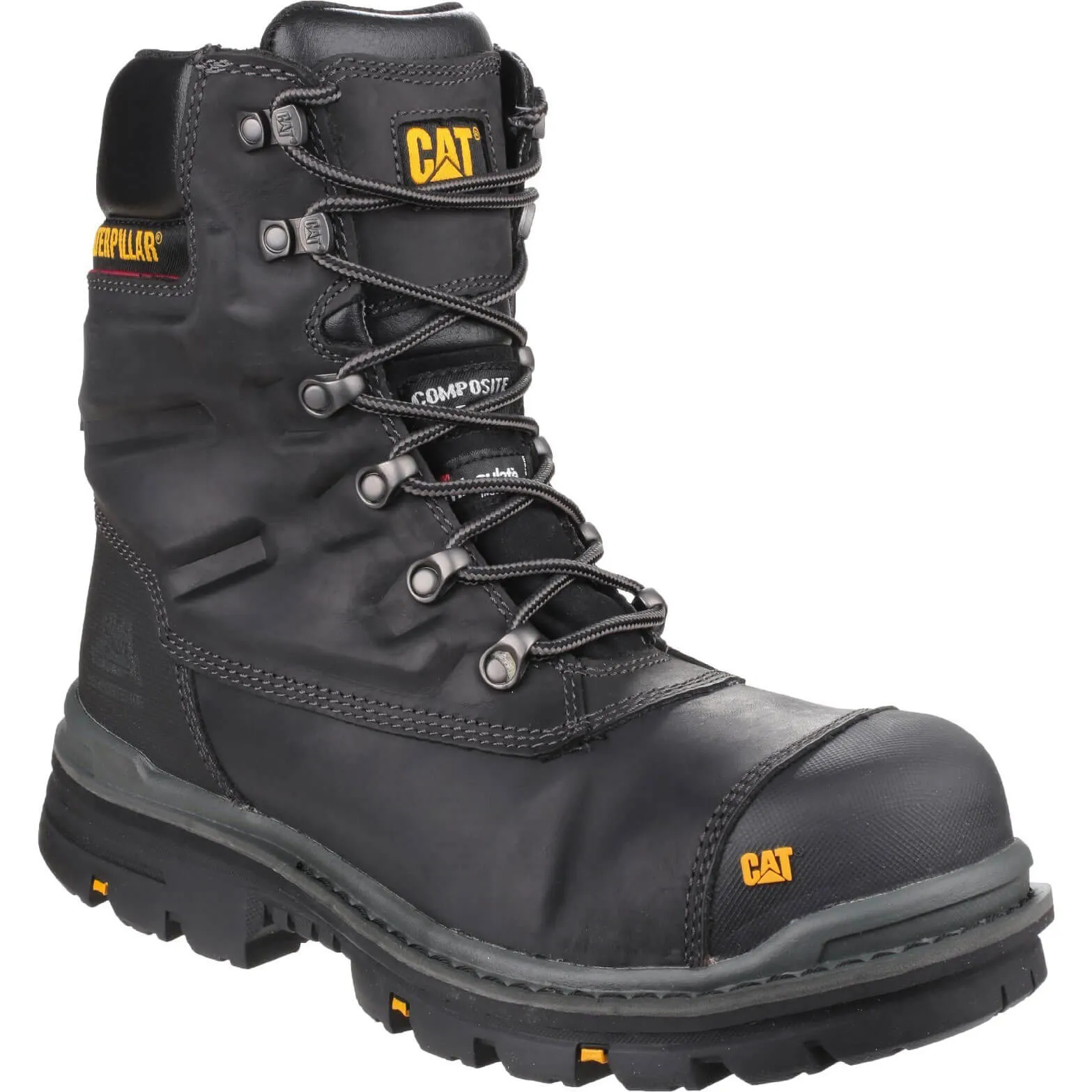 Caterpillar Mens Premier Waterproof Safety Boots - Black, Size 7