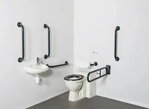 NymaPRO Back to Wall Doc M Toilet Pack with Dark Grey Exposed Fixings Grab Rails - DM800K/DG